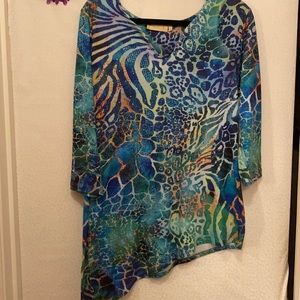 Shades of blue/green animal print tunic